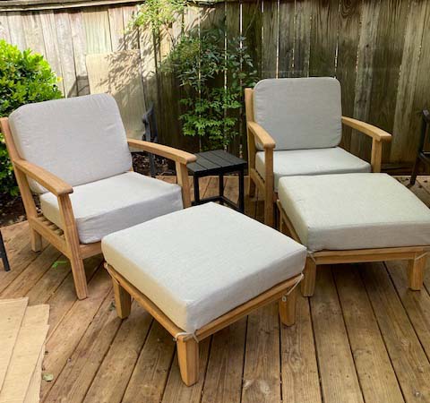Teak outdoor sales chair and ottoman